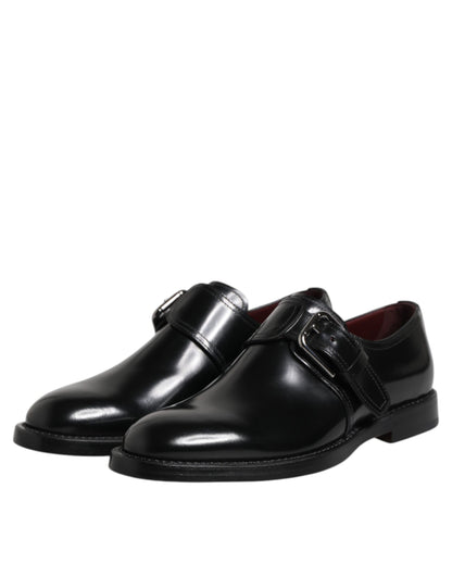 Dolce &amp; Gabbana – Formelle Derby-Schuhe aus schwarzem Leder mit Monkstrap