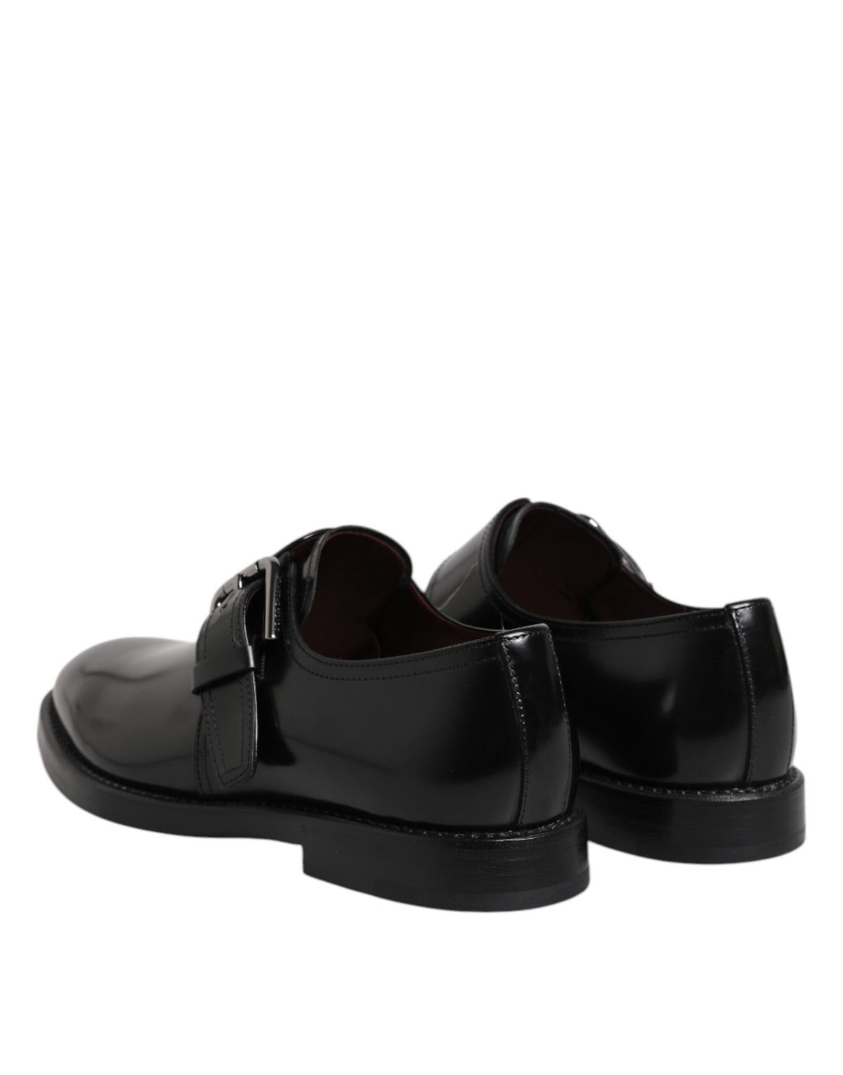 Dolce &amp; Gabbana – Formelle Derby-Schuhe aus schwarzem Leder mit Monkstrap