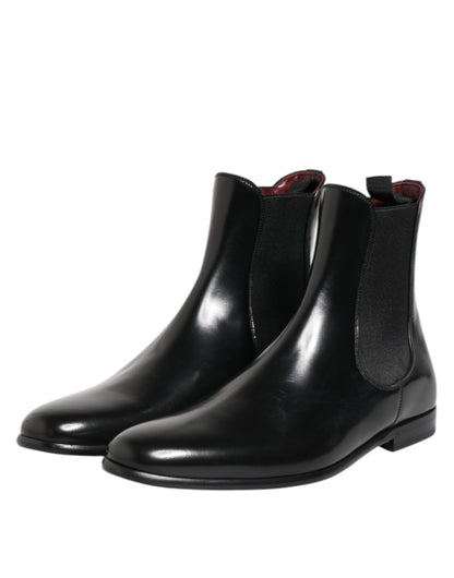 Dolce &amp; Gabbana – Schwarze Chelsea-Stiefel zum Hineinschlüpfen in der Mitte der Wade