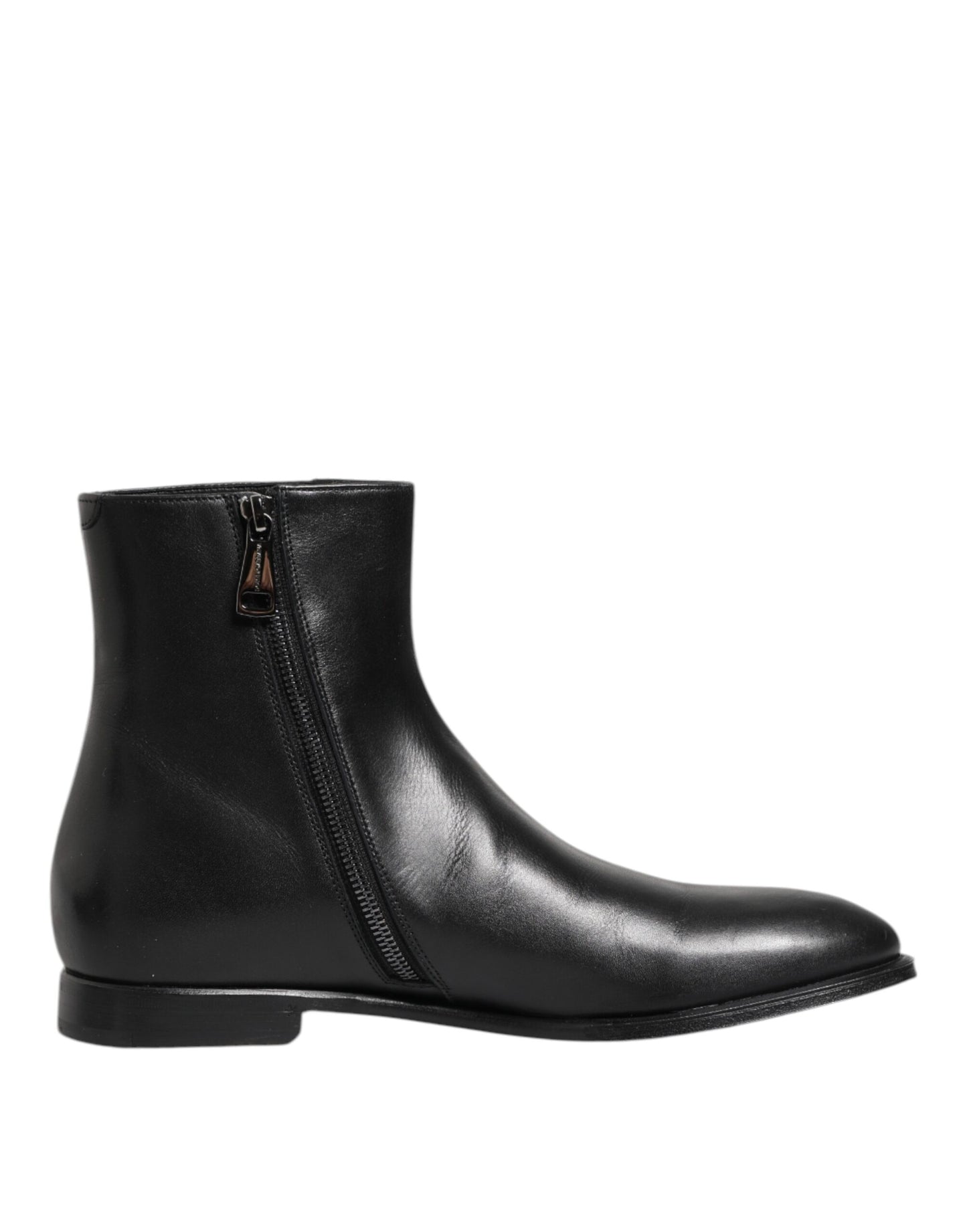 Dolce &amp; Gabbana Herren Stiefeletten aus schwarzem Leder mit mittlerer Wade