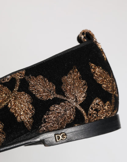 Dolce &amp; Gabbana Schwarze Loafer mit Blumenstickerei für Herren