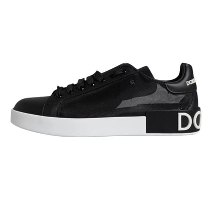 Dolce &amp; Gabbana – Portofino-Sneakers aus schwarzem Kalbsleder