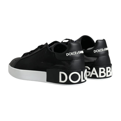 Dolce &amp; Gabbana – Portofino-Sneakers aus schwarzem Kalbsleder