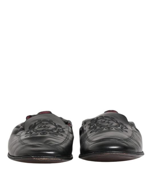 Dolce &amp; Gabbana – Schwarze Slipper aus Leder für Herren, flach