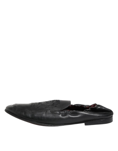 Dolce &amp; Gabbana – Schwarze Slipper aus Leder für Herren, flach