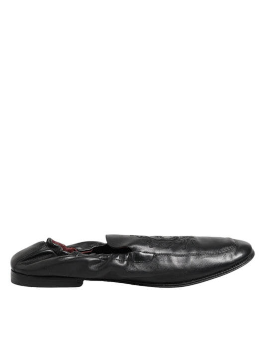 Dolce &amp; Gabbana – Schwarze Slipper aus Leder für Herren, flach