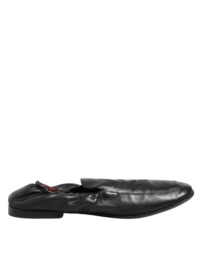 Dolce &amp; Gabbana – Schwarze Slipper aus Leder für Herren, flach