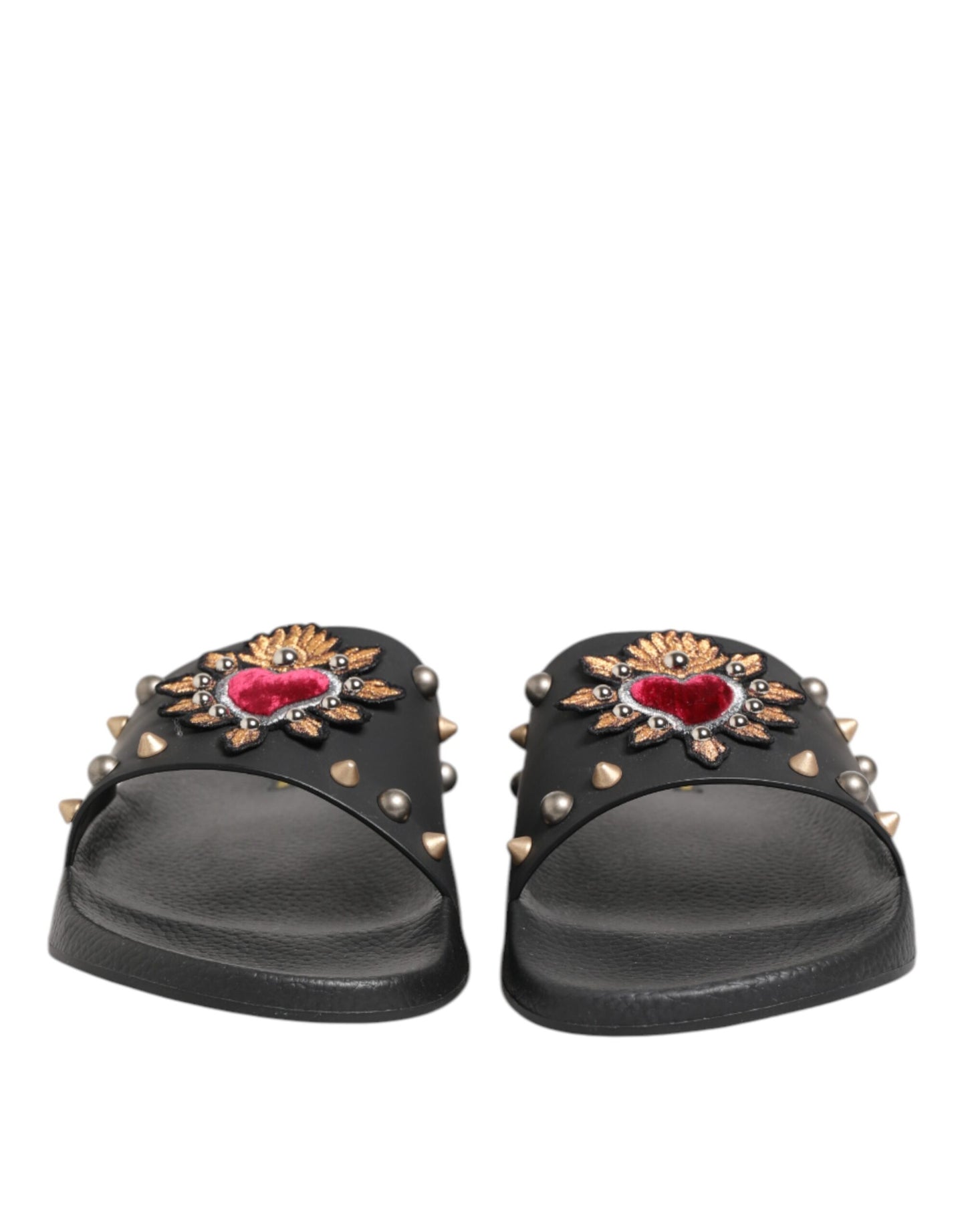 Dolce &amp; Gabbana – Sacred Heart – Slides aus schwarzem Gummi Herren Strandschuhe
