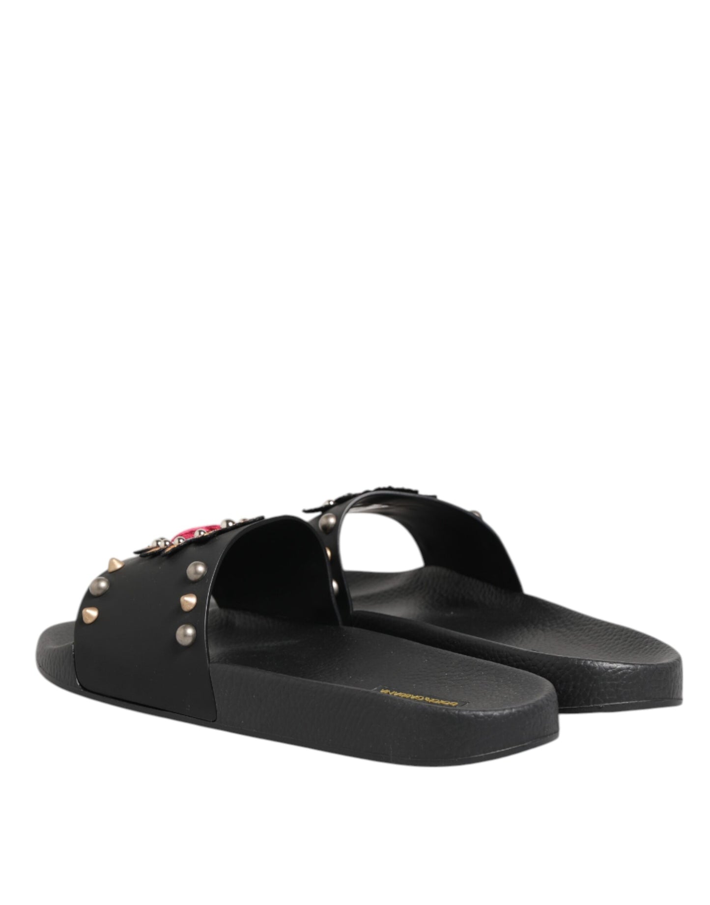 Dolce &amp; Gabbana – Sacred Heart – Slides aus schwarzem Gummi Herren Strandschuhe
