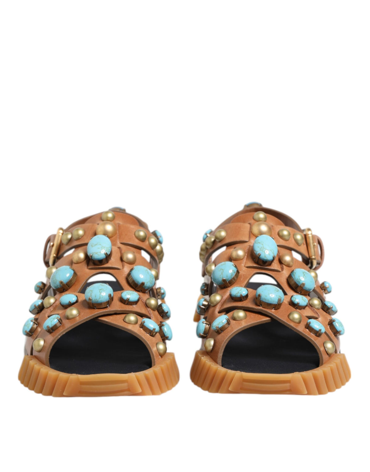 Dolce &amp; Gabbana – Sandalen mit Nieten aus braunem Leder