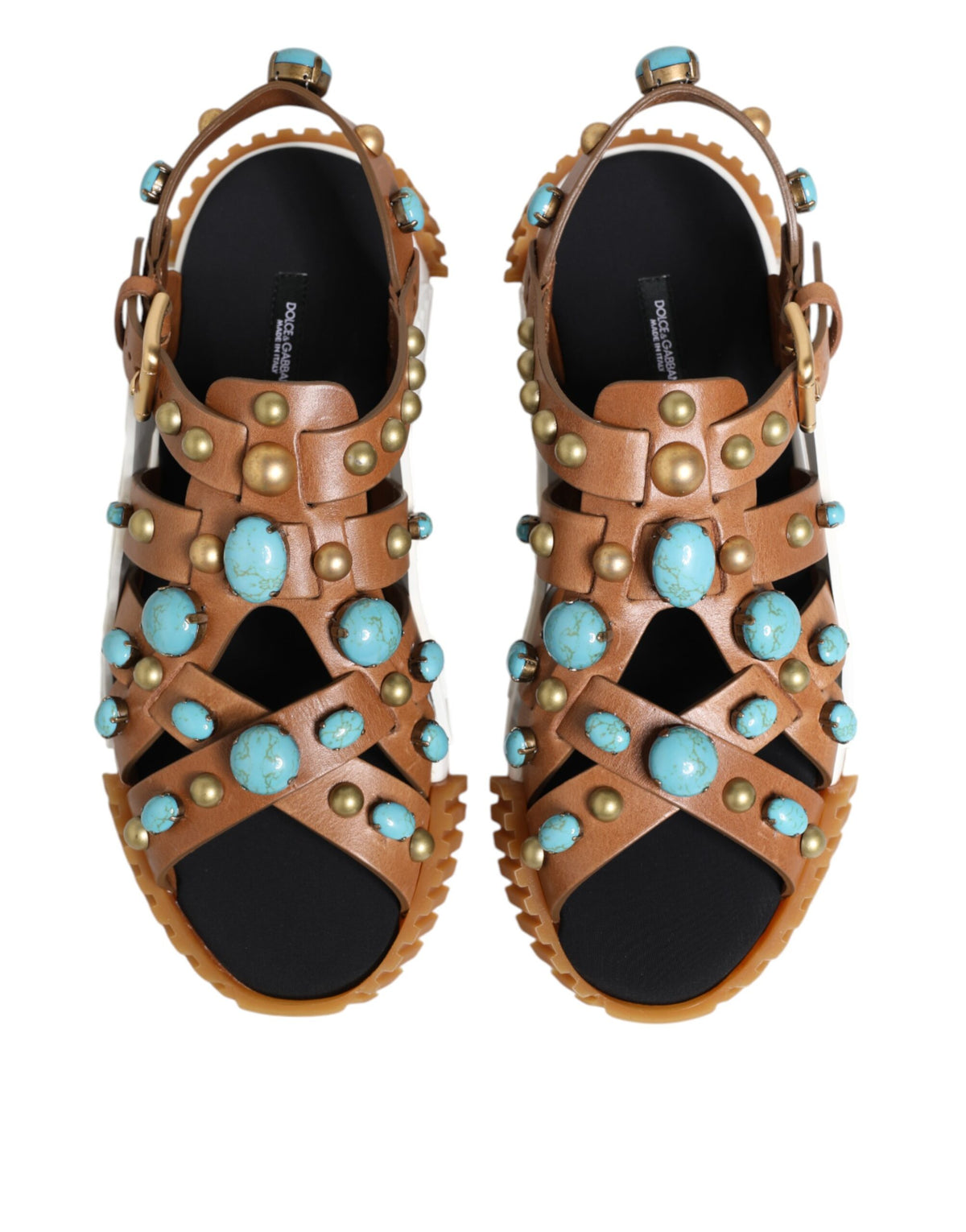 Dolce &amp; Gabbana – Sandalen mit Nieten aus braunem Leder