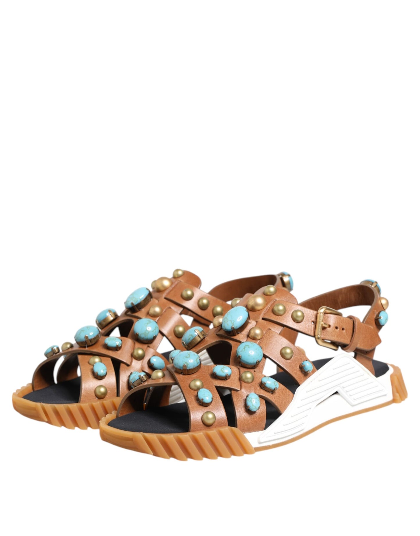 Dolce &amp; Gabbana – Sandalen mit Nieten aus braunem Leder
