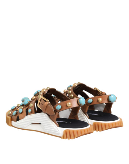 Dolce &amp; Gabbana – Sandalen mit Nieten aus braunem Leder