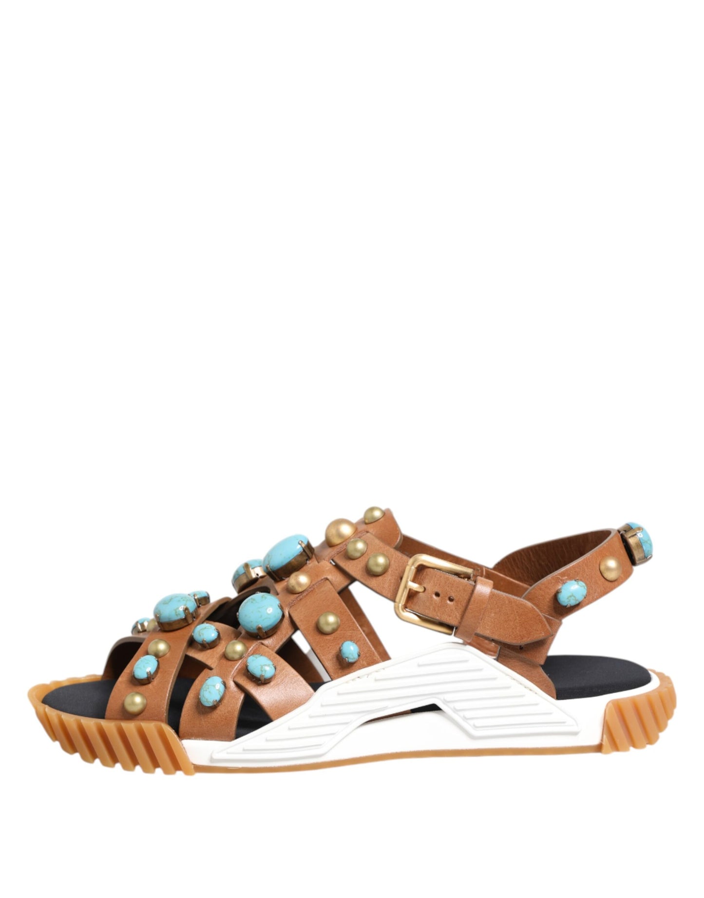 Dolce &amp; Gabbana – Sandalen mit Nieten aus braunem Leder
