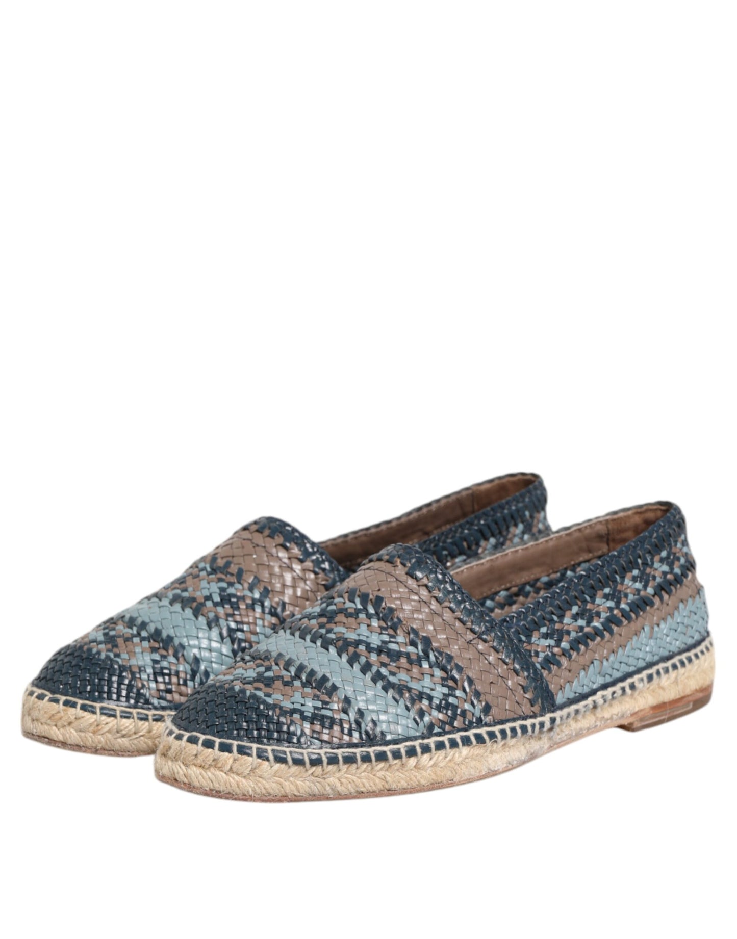 Dolce &amp; Gabbana Blaugraue Espadrilles aus gewebtem Buffalo-Leder