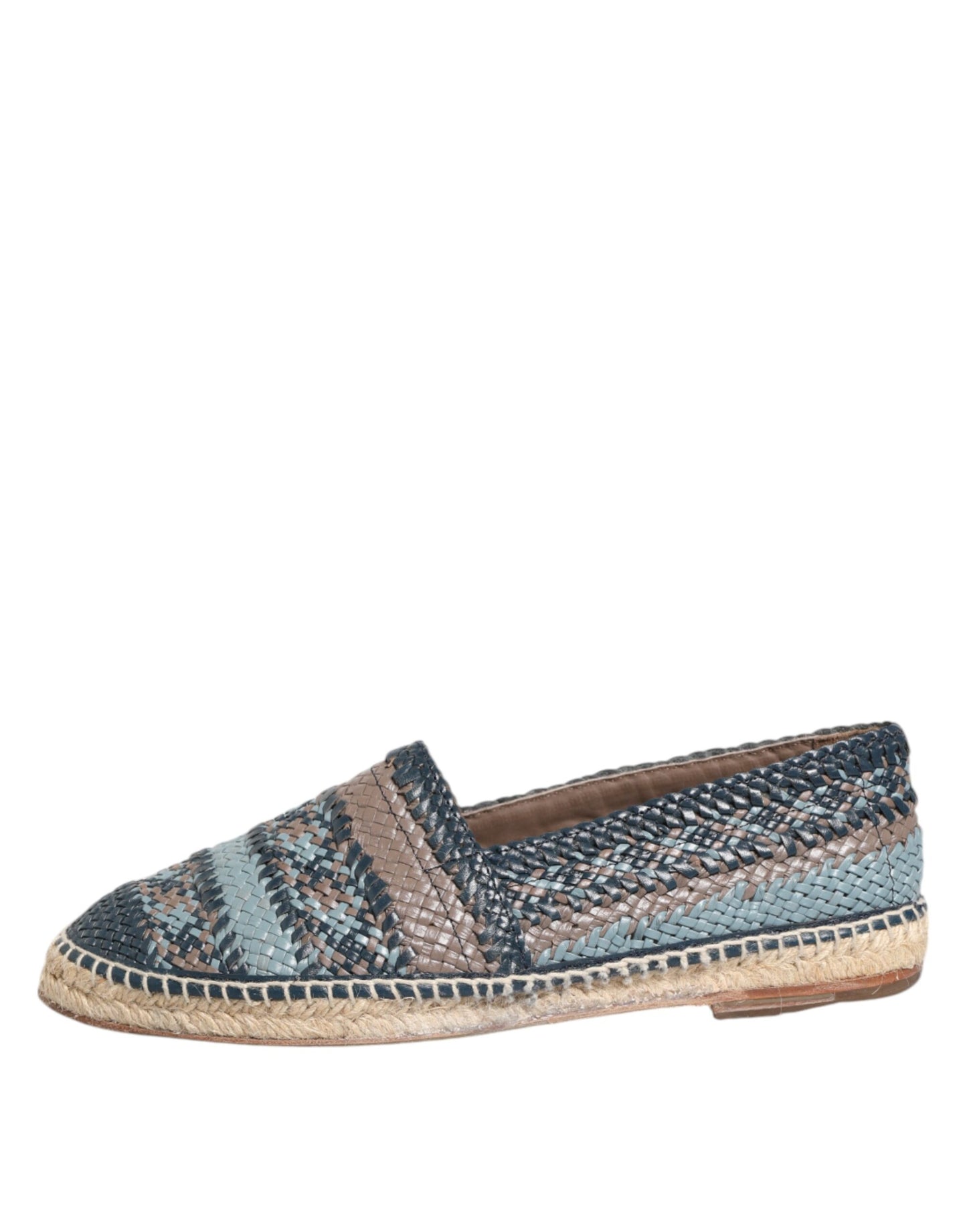 Dolce &amp; Gabbana Blaugraue Espadrilles aus gewebtem Buffalo-Leder