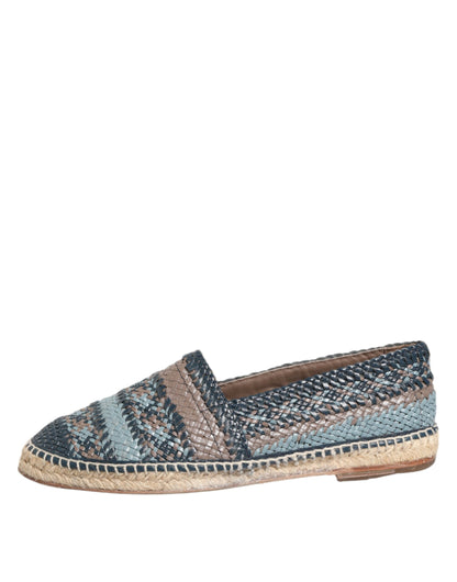 Dolce &amp; Gabbana Blaugraue Espadrilles aus gewebtem Buffalo-Leder