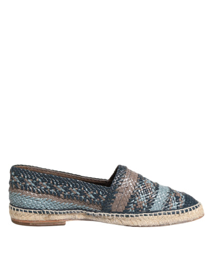 Dolce &amp; Gabbana Blaugraue Espadrilles aus gewebtem Buffalo-Leder