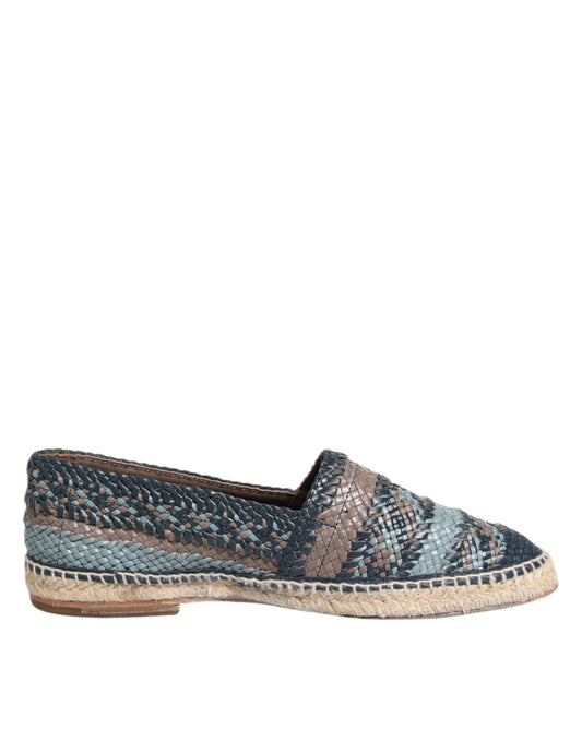 Dolce &amp; Gabbana Blaugraue Espadrilles aus gewebtem Buffalo-Leder