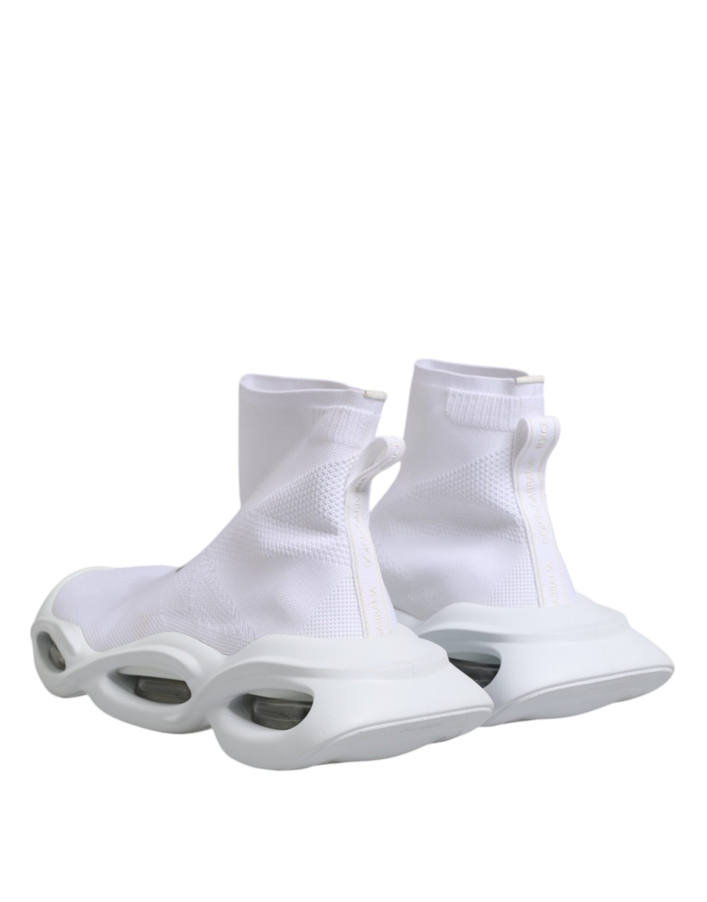 Dolce &amp; Gabbana Weiß Silber Slip On Wave Socken Sneakers Schuhe