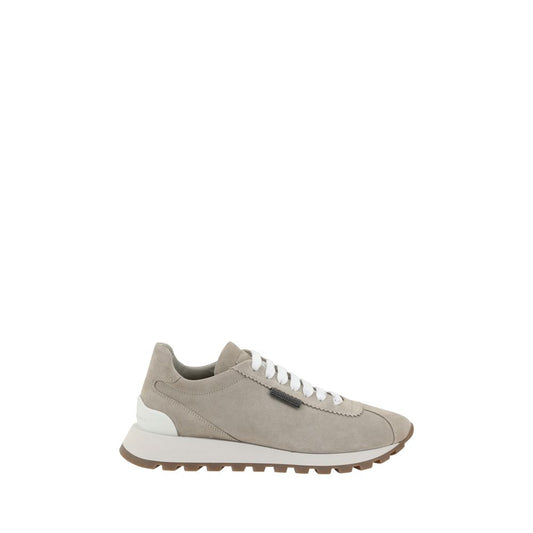 Brunello Cucinelli Beige Gummisohlen-Plateau-Sneakers