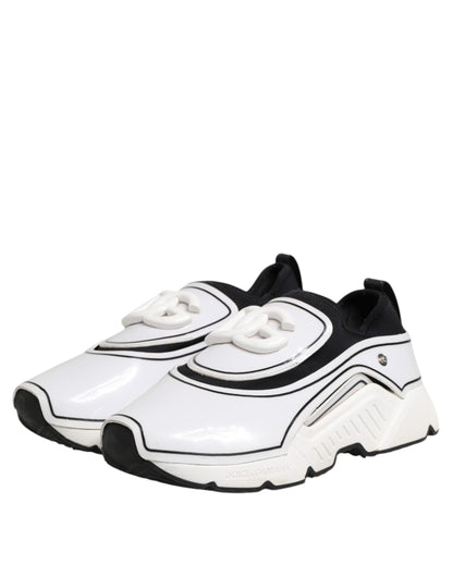 Dolce &amp; Gabbana Daymaster Herren Sneakers Schuhe Weiß Schwarz Logo Plakette