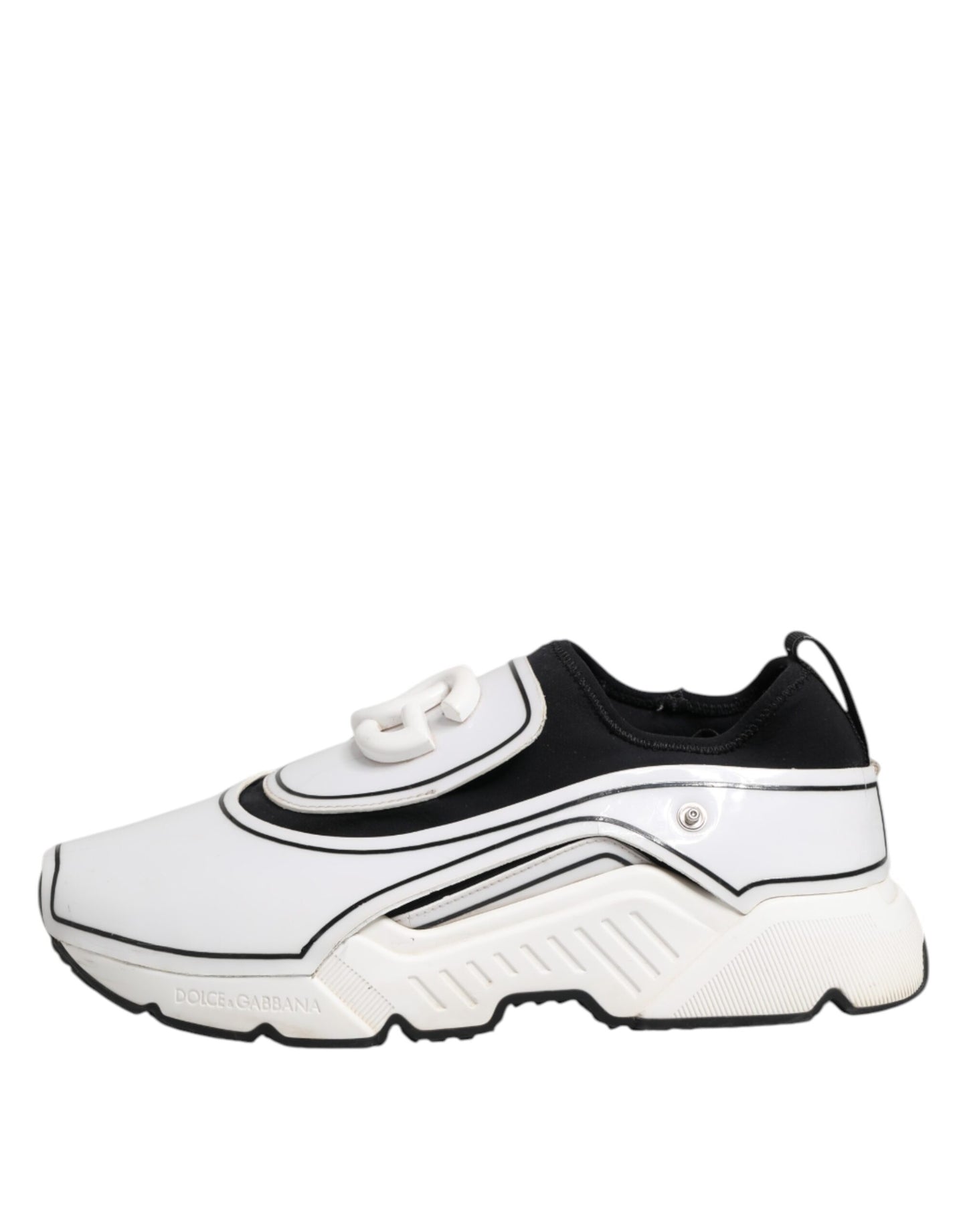 Dolce &amp; Gabbana Daymaster Herren Sneakers Schuhe Weiß Schwarz Logo Plakette