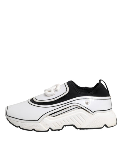 Dolce &amp; Gabbana Daymaster Herren Sneakers Schuhe Weiß Schwarz Logo Plakette
