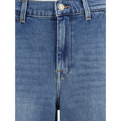 7FOR Light Blue Cotton Relaxed Fit Jeans