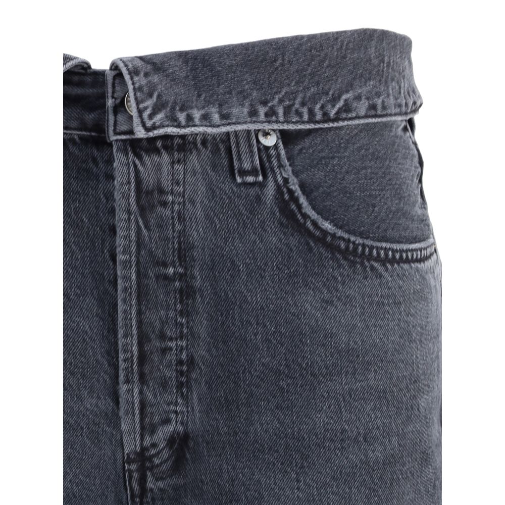Agolde Black Cotton Tapered Jeans