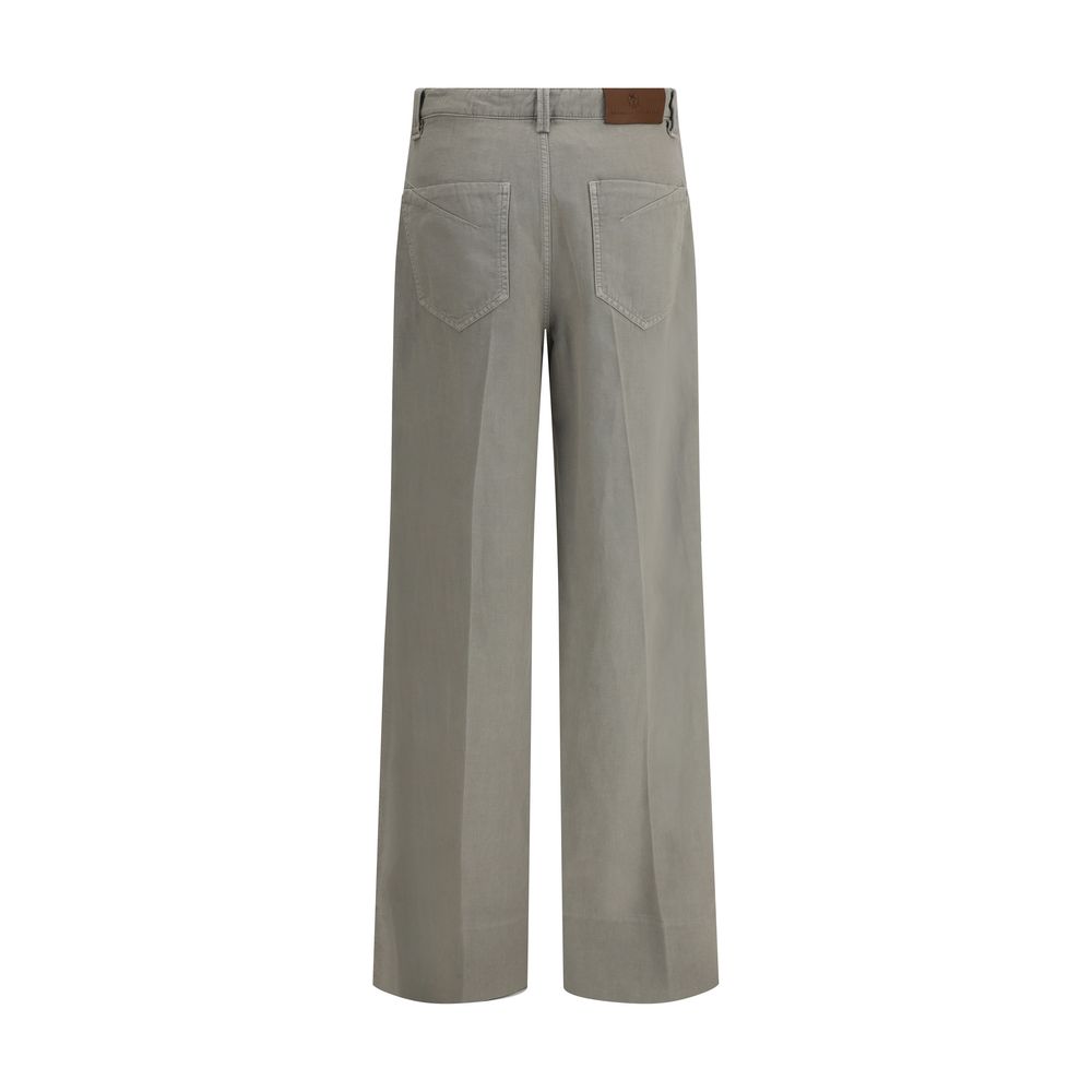 Brunello Cucinelli Zweifarbige Baumwolljeans im Relaxed Fit