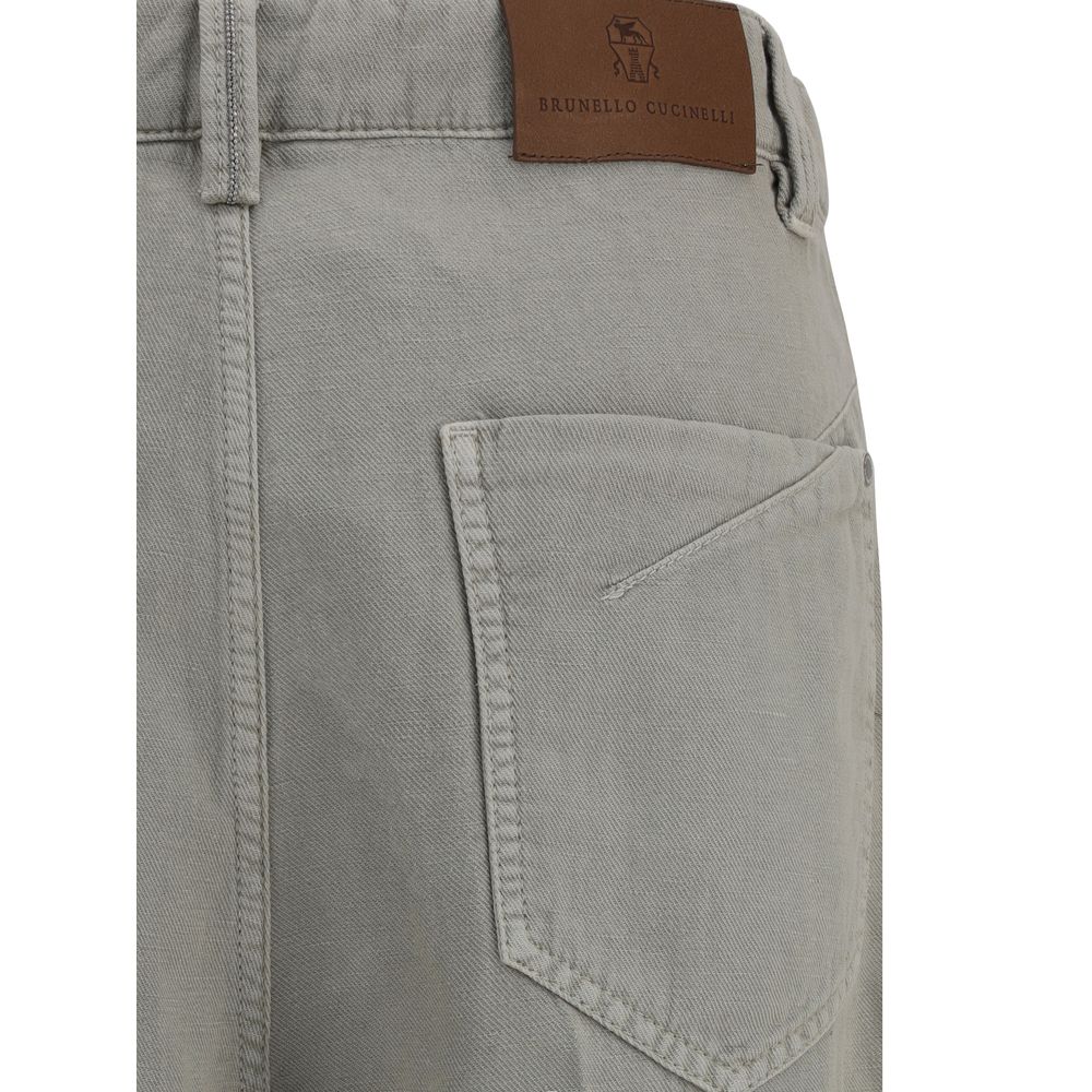 Brunello Cucinelli Zweifarbige Baumwolljeans im Relaxed Fit