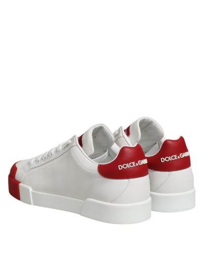Dolce &amp; Gabbana Weiße Leder DG Logo Low Top Sneakers Schuhe