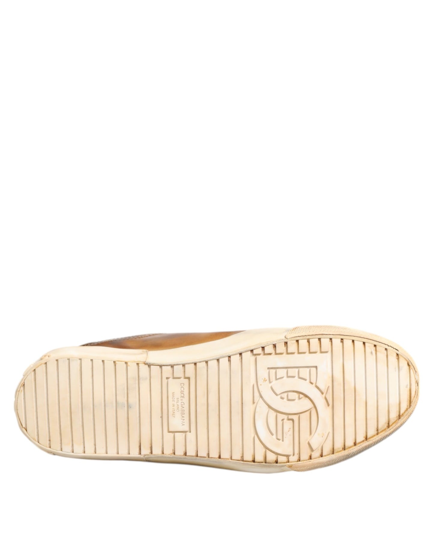 Dolce &amp; Gabbana Braune Leder Low Top Herren Sneakers Schuhe