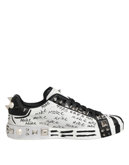 Dolce &amp; Gabbana Schwarz Weiß Nieten Low Top Sneakers Schuhe