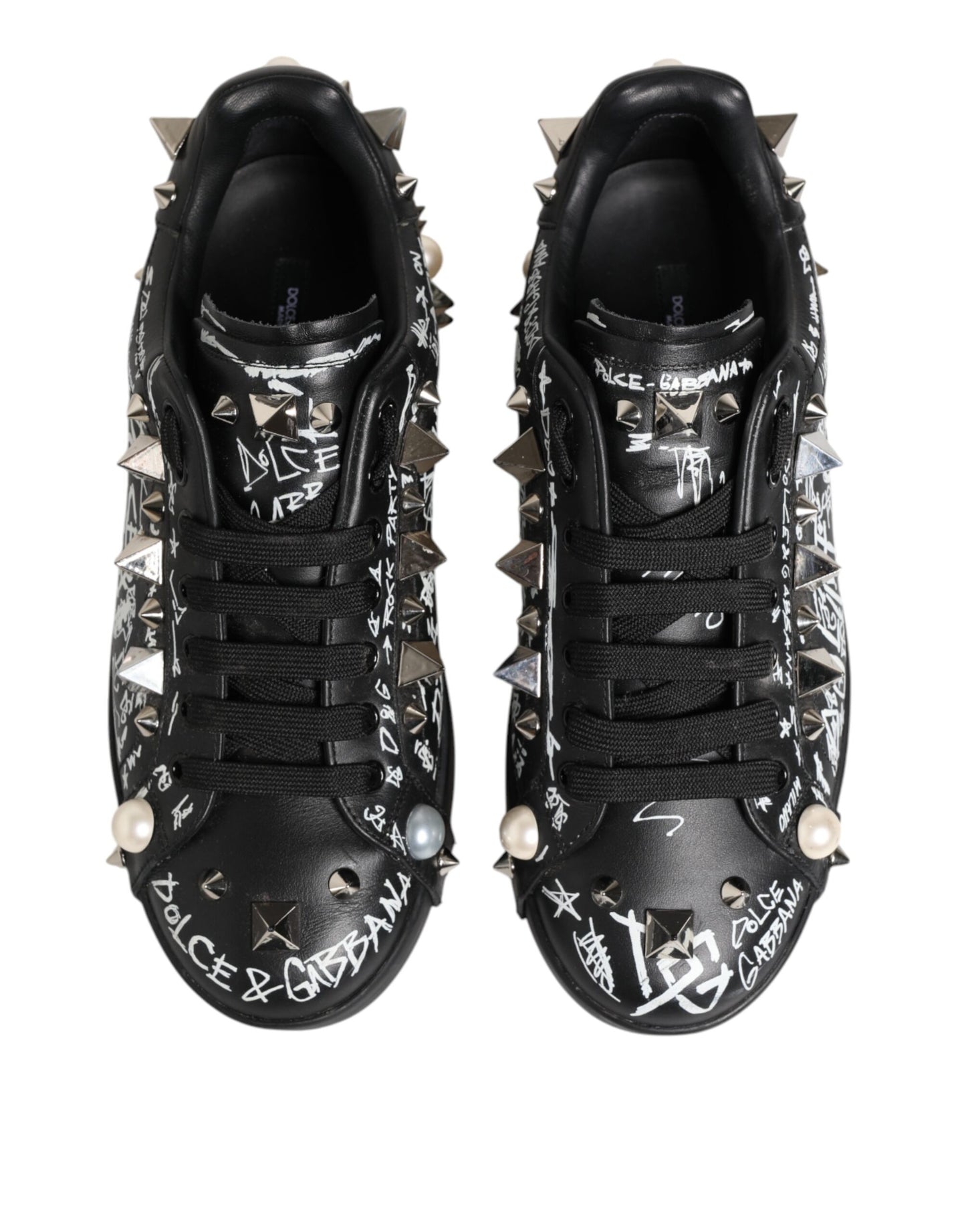 Dolce &amp; Gabbana – Schwarze Portofino-Sneaker mit Nietenverzierung