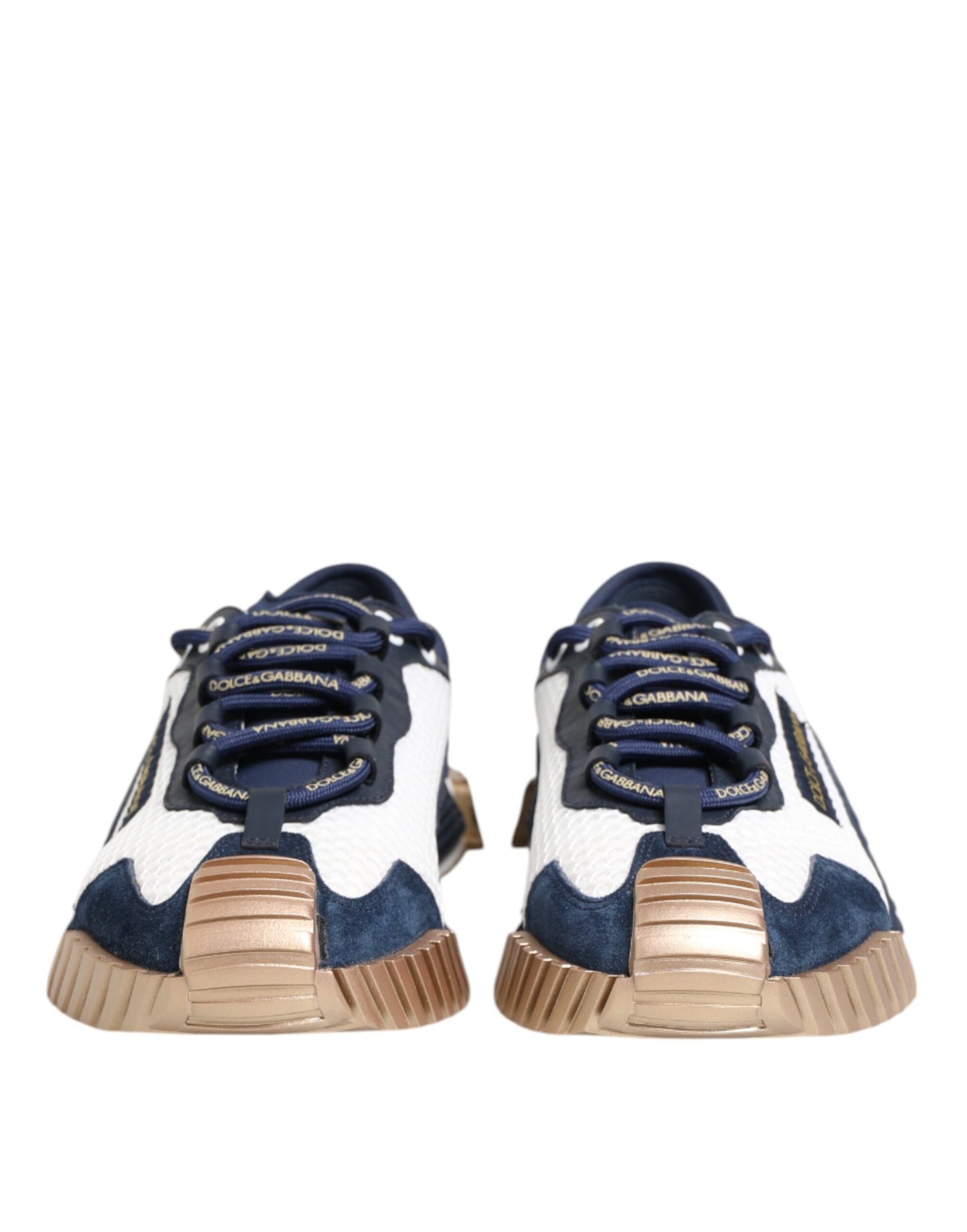 Dolce &amp; Gabbana Blau Weiß Low Top NS1 Männer Sneakers Schuhe