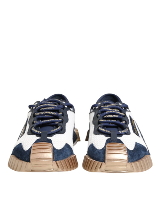 Dolce &amp; Gabbana Blau Weiß Low Top NS1 Männer Sneakers Schuhe