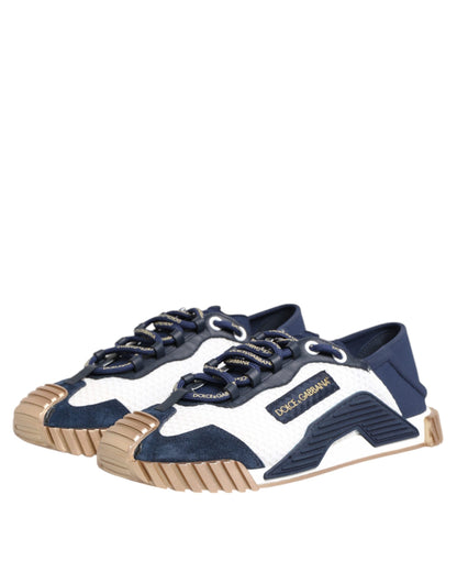 Dolce &amp; Gabbana Blau Weiß Low Top NS1 Männer Sneakers Schuhe