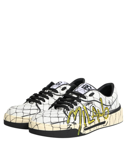 Dolce &amp; Gabbana Weiße Low Top-Sneakers mit Logo-Print für Herren