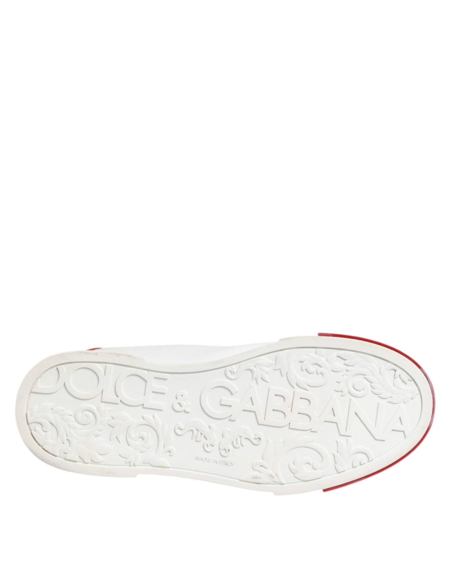 Dolce & Gabbana White Red Leather Lace Up Sneakers Shoes