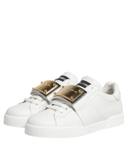 Dolce & Gabbana White Logo Plaque Low Top Men Sneakers Shoes
