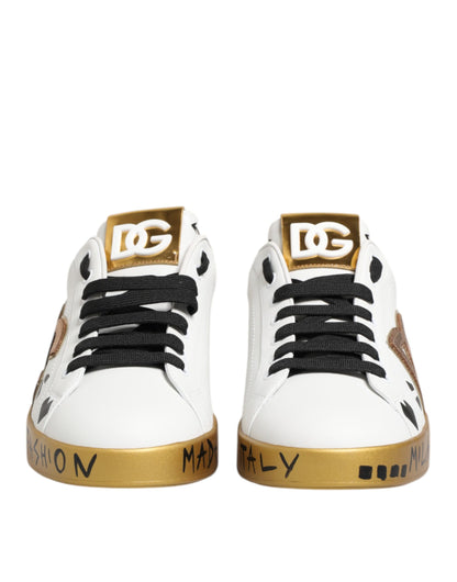 Dolce &amp; Gabbana Weißgold Kristall Portofino Sneakers Schuhe