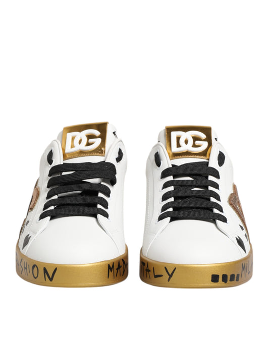 Dolce &amp; Gabbana Weißgold Kristall Portofino Sneakers Schuhe