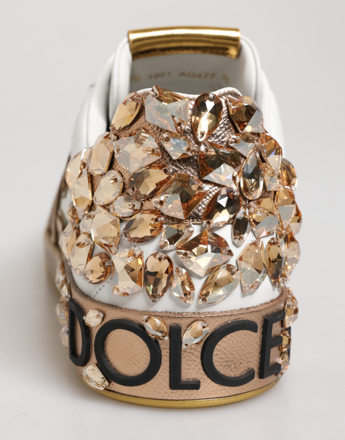 Dolce &amp; Gabbana Weißgold Kristall Portofino Sneakers Schuhe