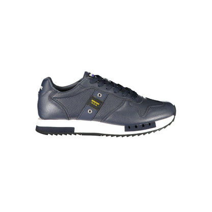 Blauer Herren-Sneaker aus blauem Leder