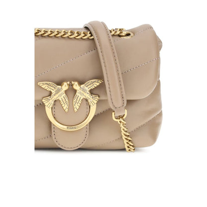 PINKO Beige Calf Leather Bos Taurus Shoulder Bag