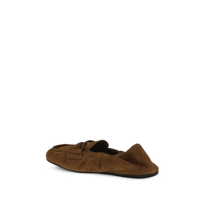 Miu Miu Brown Calf Leather Bos Taurus Slip-On Loafers