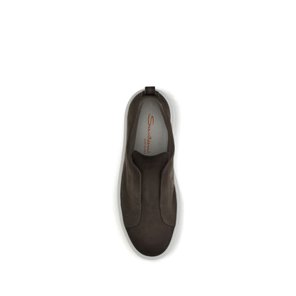 Santoni Brown Rubber Low Top Sneakers