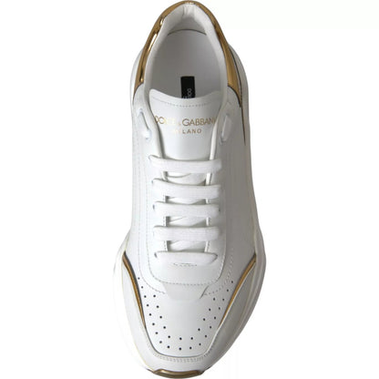 Dolce &amp; Gabbana Weißgold DAYMASTER Leder Sneakers Herrenschuhe